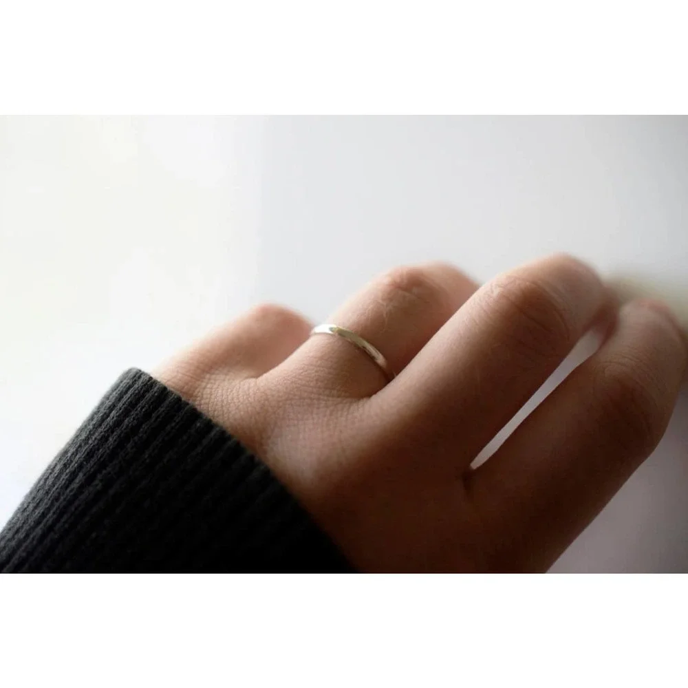 10k solid gold simple wedding band 2mm wide minimalist for women